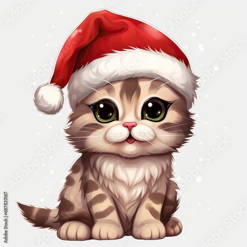 christmas cat with santa hat