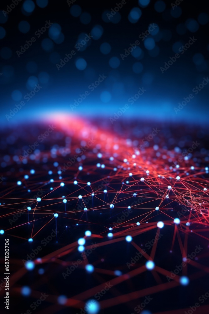 Music wave of particles and lines. Big data visualization. Abstract blue background with a dynamic wave. 3d rendering. - obrazy, fototapety, plakaty 