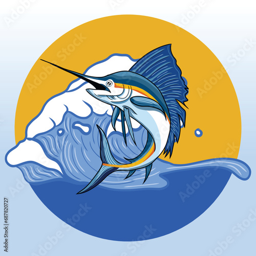 illustration of Blue Marlin in the water