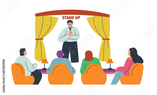 Standup comedian show, entertainment on weekend