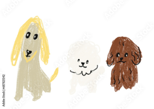Illustration of a dog drawn with colored pencils, illustrations of various dogs, vector