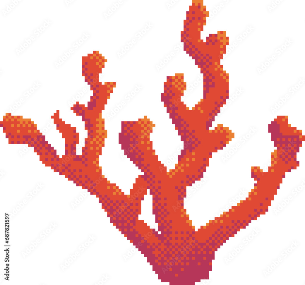 Pixel art coral. Pixelated coral. Sea algae coral icon for retro style video game, website or mobile app. Old school vector illustration. Pixel art coral. Pixelated coral. Sea algae coral icon for retro style video game, website or mobile app. Old school vector illustration.