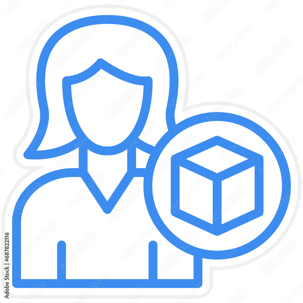 Vector Design 3D Artist Female Icon Style Vector Design 3D Artist Female Icon Style