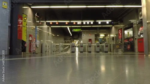 Metro Entrance in Barcelona for Commuter Journey