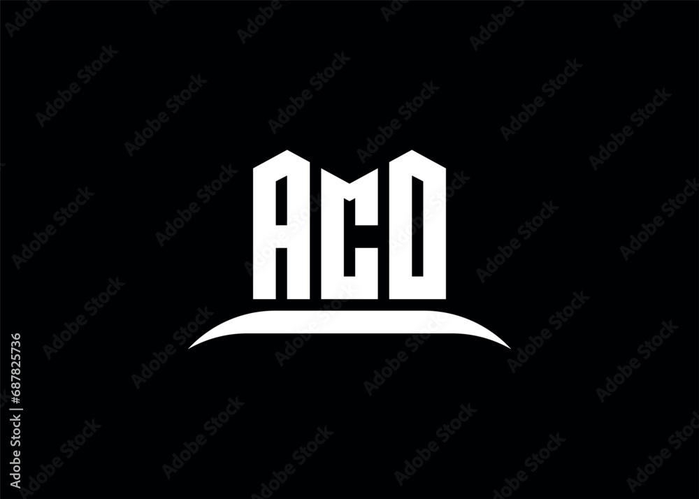 ACO letter logo design on creative BLACK background. ACO letter logo design on creative BLACK background.