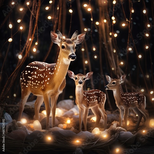 christmas deer in the forest © Man888