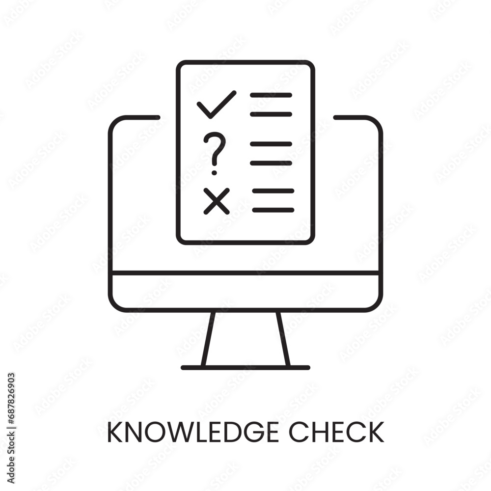 Knowledge test line icon vector for educational materials about diabetes.