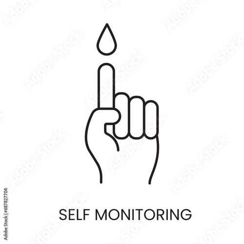 Self monitoring vector line icon for diabetes management and treatment