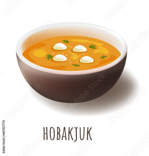 Hobakjuk, Korean pumpkin porridge with rice balls