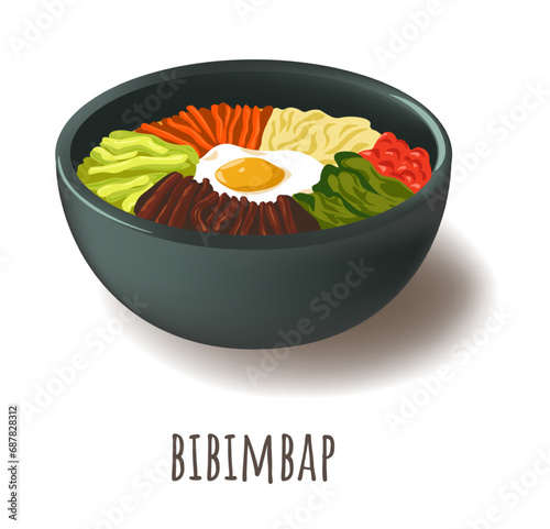 Rice with meat and assorted vegetables, bibimbap