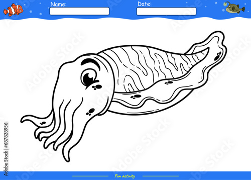 Lets color it Cuttlefish squid