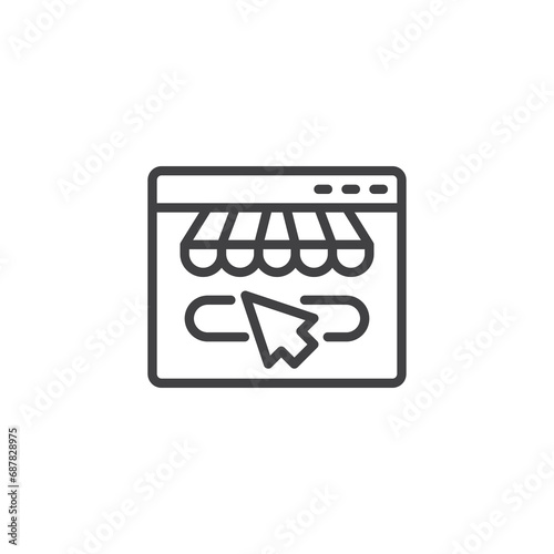 Online fabric shop line icon