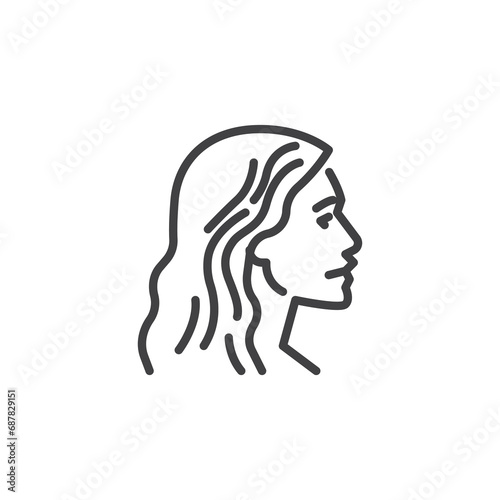 Woman hairstyle line icon