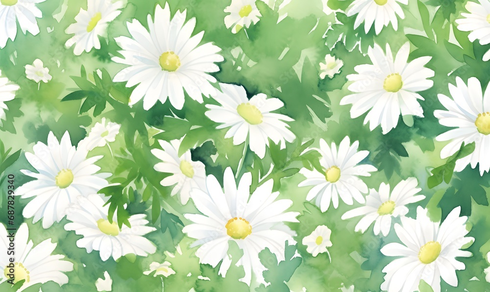 Beautiful daisy watercolor illustration, Generative AI Beautiful daisy watercolor illustration, Generative AI