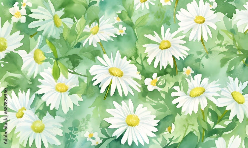 Beautiful daisy watercolor illustration, Generative AI