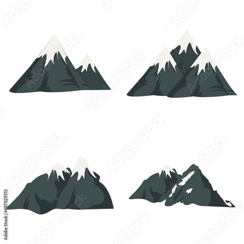 International Mountain Day Icon Set. With Abstract Shape. Isolated Vector. 