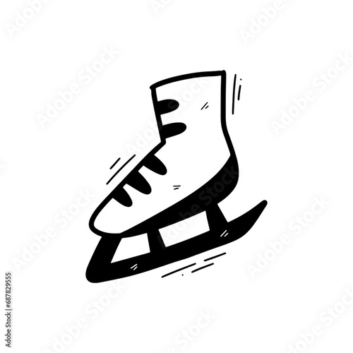 Hand Drawn Ice Skating Shoes Illustration. Doodle Vector. Isolated on White Background - EPS 10 Vector