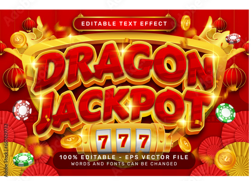 dragon jackpot 3d text effect and editable text effect with lanterns and Chinese ornaments
