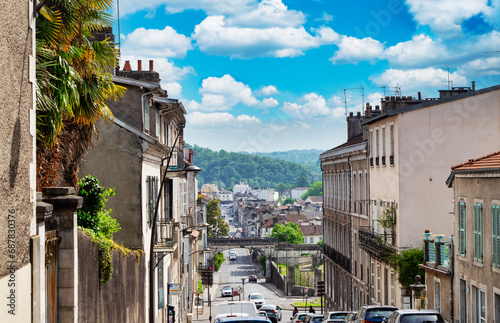 Fototapeta Naklejka Na Ścianę i Meble -  Pau in France,  street in the city center with the Pyrenees mountains in the background
