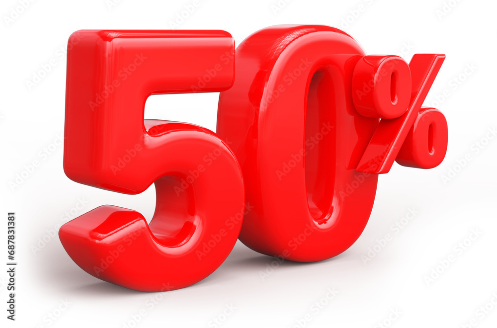 50 Percent Off Sale Discount Red 3D Number Render 50 Percent Off Sale Discount Red 3D Number Render