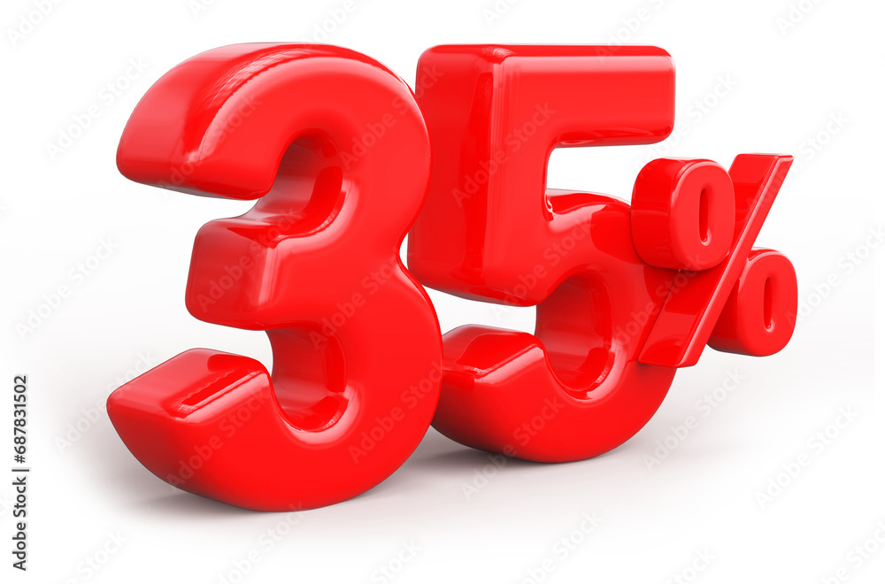 35 Percent Off Sale Discount Red 3D Number Render