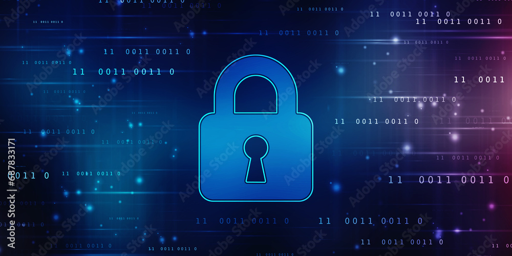Digital Padlock on abstract technology background, Technology security concept. Modern safety digital background. Protection system, Cyber Security and safety information, personal data concept Digital Padlock on abstract technology background, Technology security concept. Modern safety digital background. Protection system, Cyber Security and safety information, personal data concept