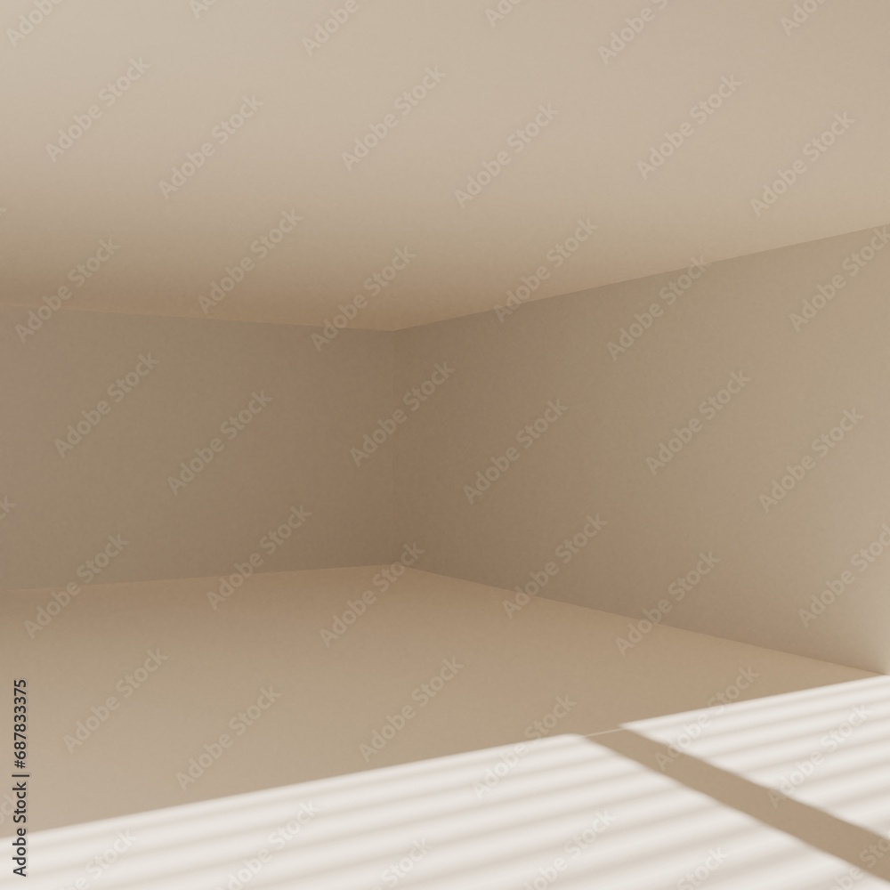 Fototapeta premium brown empty room with window shadow, 3D rendering