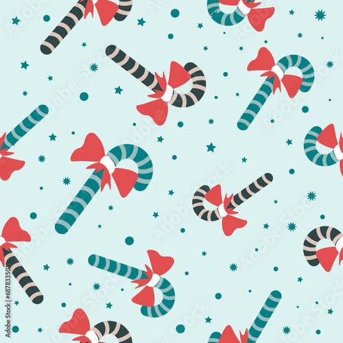 Winter season holidays pattern with candy sticks