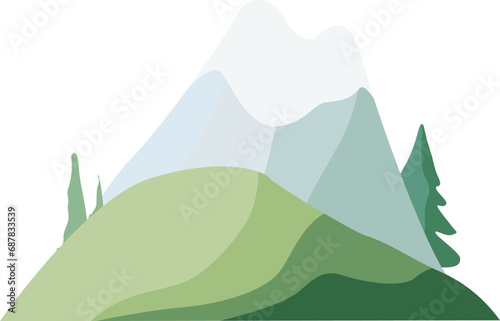 Plant and mountains vector background enviroment view flat illustration