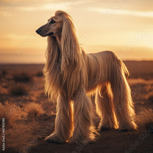 Afghan Hound Dog in natural environment