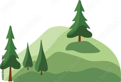 Plant and mountains vector background enviroment view flat illustration