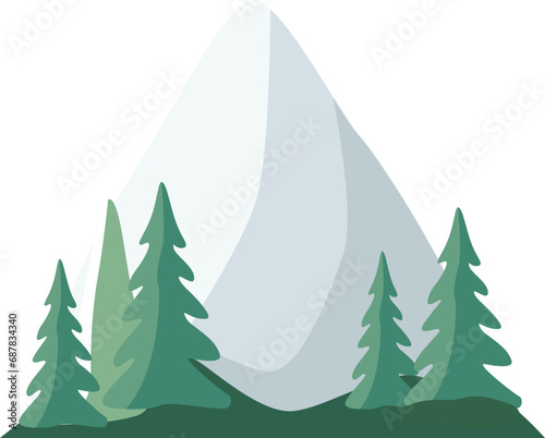 Plant and mountains vector background enviroment view flat illustration