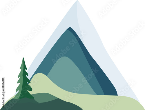 Plant and mountains vector background enviroment view flat illustration