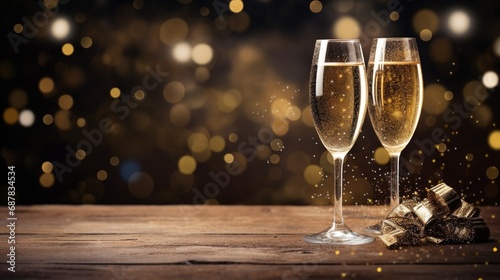 New years eve celebration background with champagne