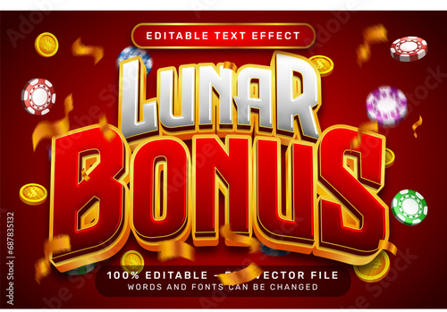 lunar bonus 3d text effect and editable text effect with lanterns and Chinese ornaments