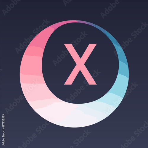 Coding consultancy filled gradient initial logo idea. Collaboration and coworking. Deploying and supporting software. Letters inside circle shape. Graphic design. Created using neural network