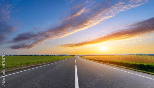 Tranquil Highway: Scenic Panorama at Sunset
