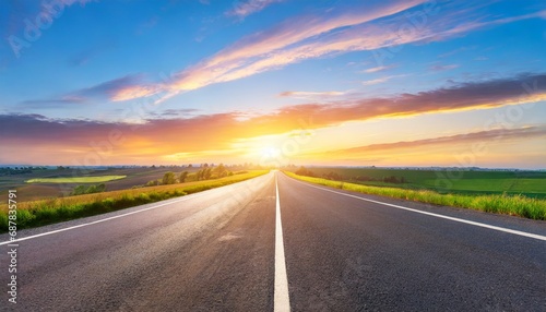 Highway Horizons: Sunset Glory on a Tranquil Road