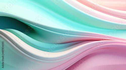 Pastel Paradise Soft Pink, Baby Blue, Mint Green color in the style of flowing fabric, Digital Wave Background