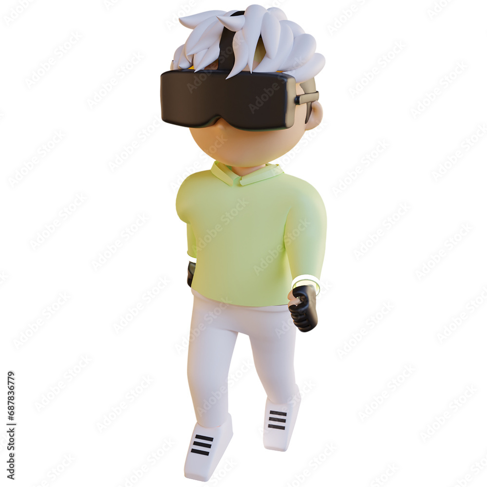 3D Walking Yellow Metaverse Character Illustration 3D Walking Yellow Metaverse Character Illustration