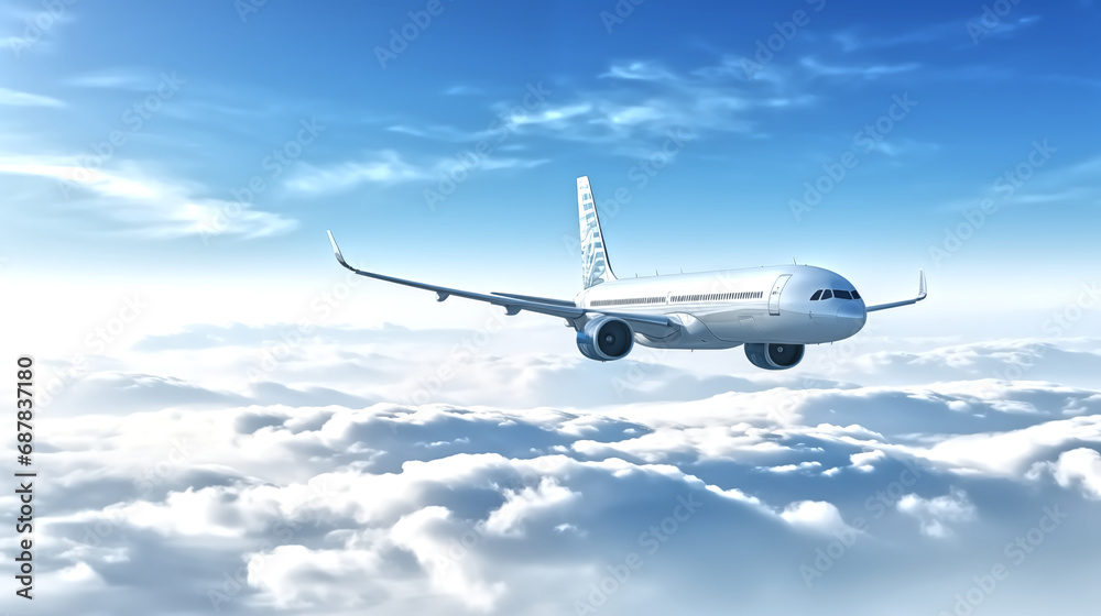 commercial airplane flying through the clouds commercial airplane flying through the clouds