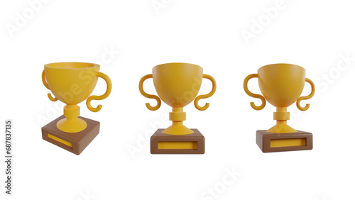3D illustration Sport Icon Trophy PNG Isolated High Resolution For Website And App Design Transparent Background Simple Cartoon Design Minimal Bright Render In Toy Style