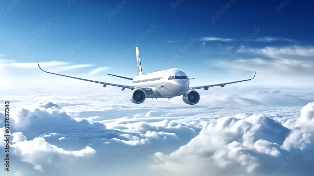 Fototapeta premium commercial airplane flying through the clouds