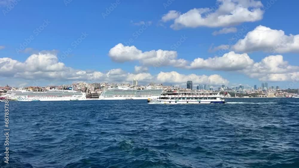 Beautiful views of Istanbul from the yacht. Beautiful views of Istanbul from the yacht.