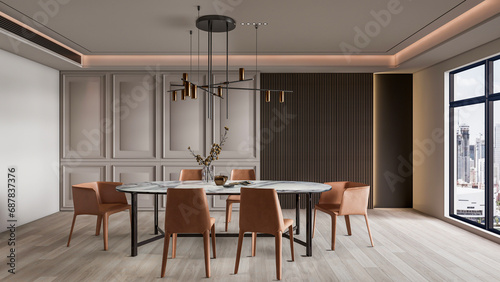 3d rendering dining room interior wall dining table interior design