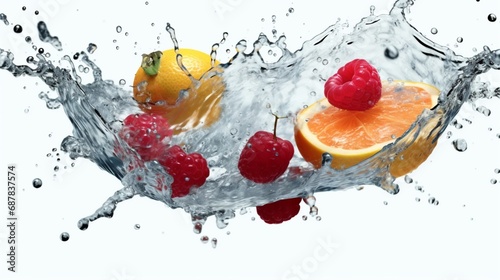 Water flavored with fresh summer fruit Ai Generative