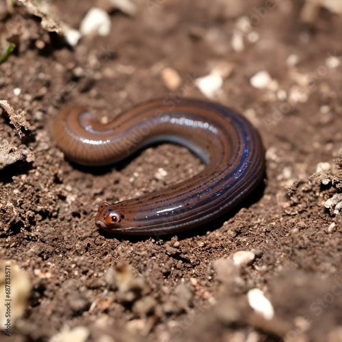 AI illustration of a close-up of a planarian Obama nungara in nature.