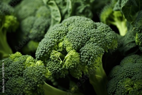 Close up freshy broccoli from farm background.
