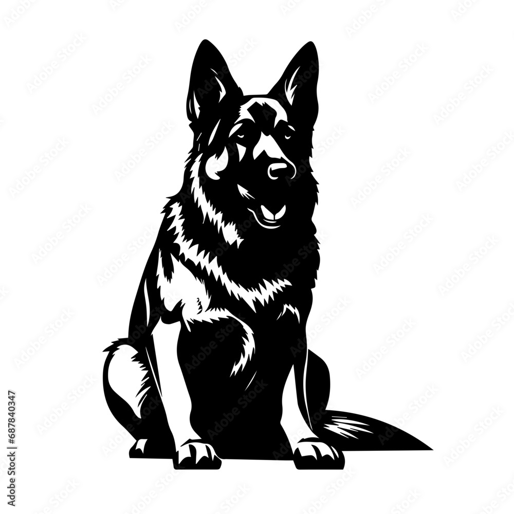 German Shepherd Logo Monochrome Design Style