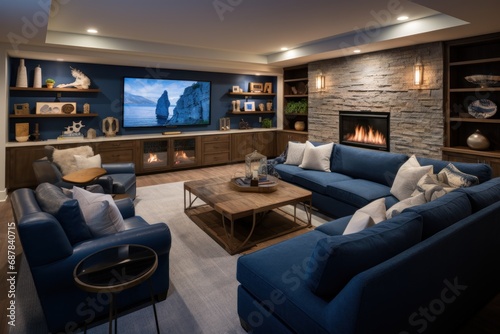 Beautiful modern interior design of living room background.